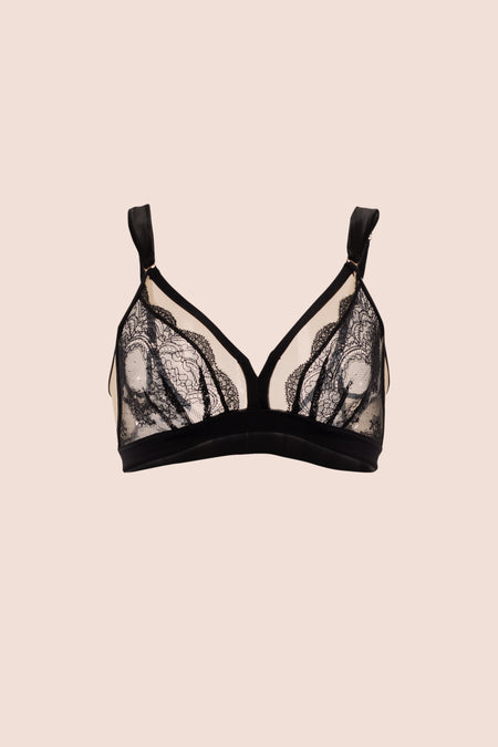 BRALETTE  ELLIPSE EN ENCAJE ULTRA COMODO SIN ARO ALMA ALEGRE NEGRO