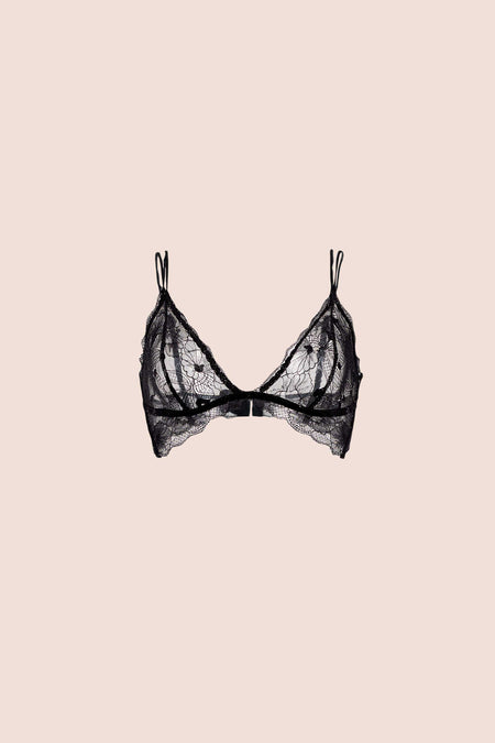 BRALETTE ELLIPSE ULTRA COMODO EN ENCAJE SIN ARO ALMA BRILLANTE NEGRO