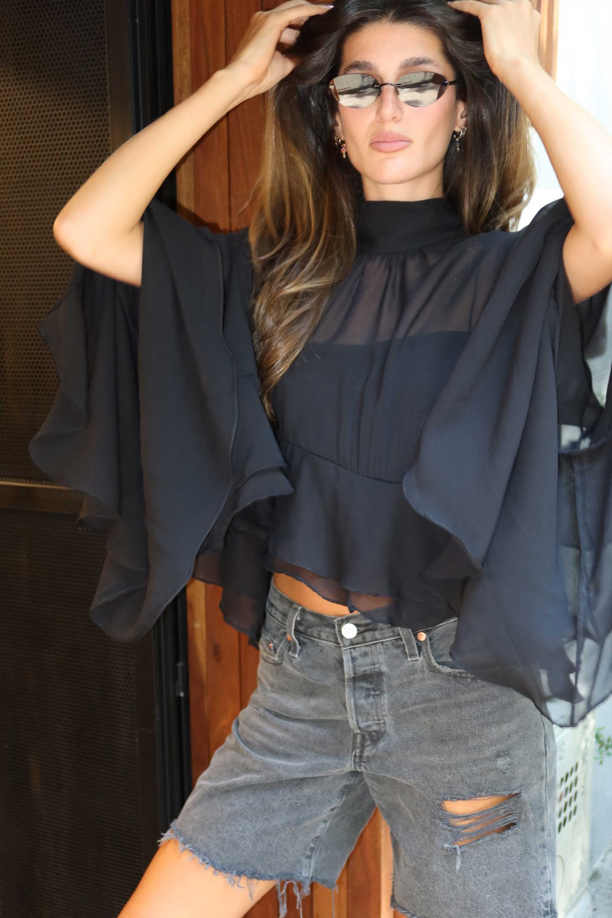 CAMISA FLUIDA ELLIPSE TRANSFORMACIÓN NEGRO