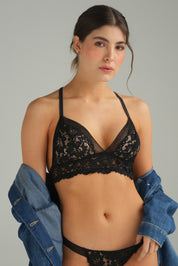 BRALETTE ELLIPSE SIN ARO EN ENCAJE TOTAL COMODIDAD VINTAGE NEGRO