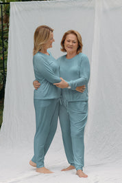SET PIJAMA PANTALON ELLIPSE MANGA LARGA ULTRA COMODA GRIS