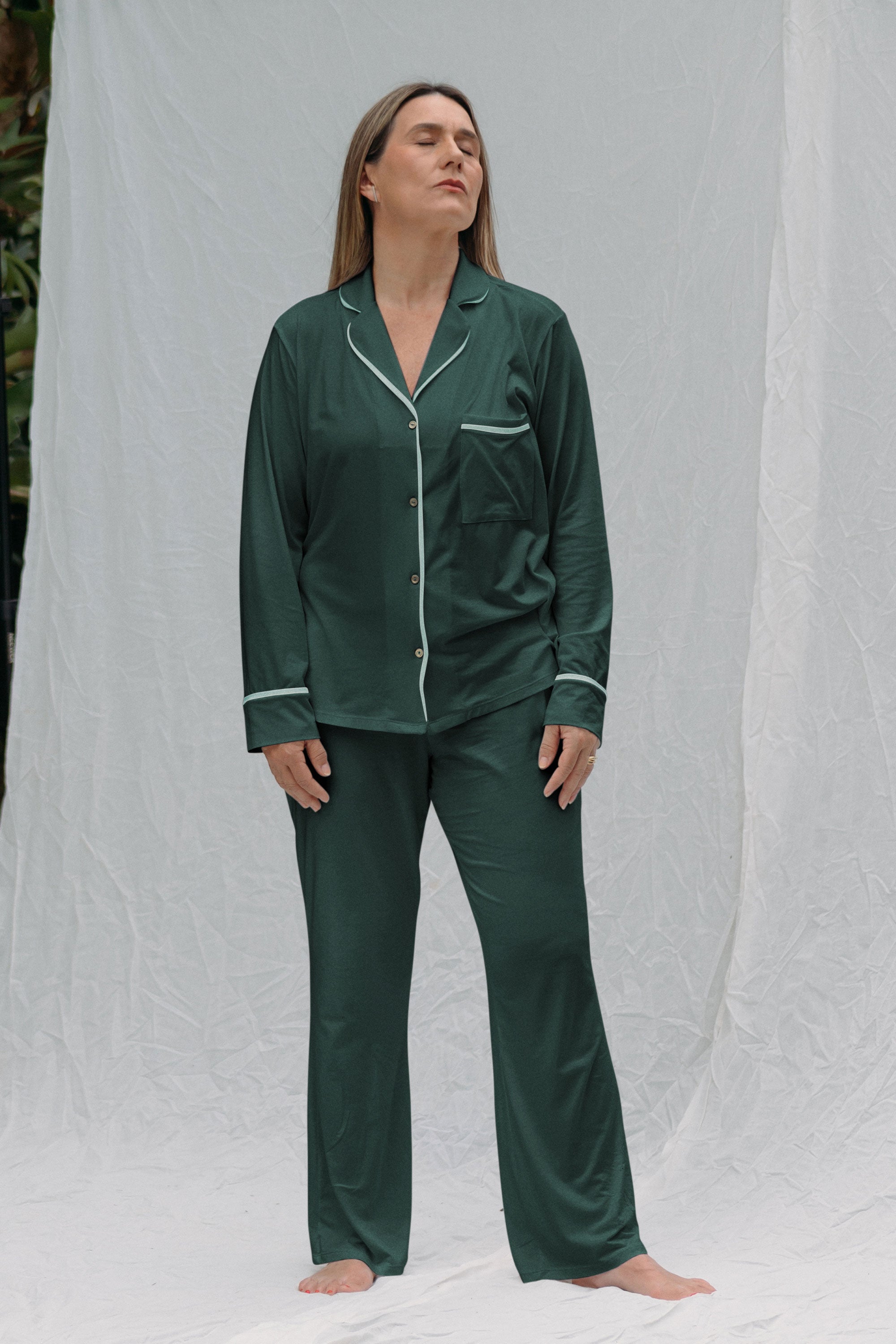 SET PIJAMA PANTALON ELLIPSE MANGA LARGA ULTRA COMODA VERDE