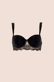 BRASIER STRAPLESS ELLIPSE ULTRA COMODO CON ENCAJE, COPA Y ARO ALMA ALEGRE NEGRO