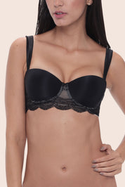 BRASIER STRAPLESS ELLIPSE ULTRA COMODO CON ENCAJE, COPA Y ARO ALMA ALEGRE NEGRO