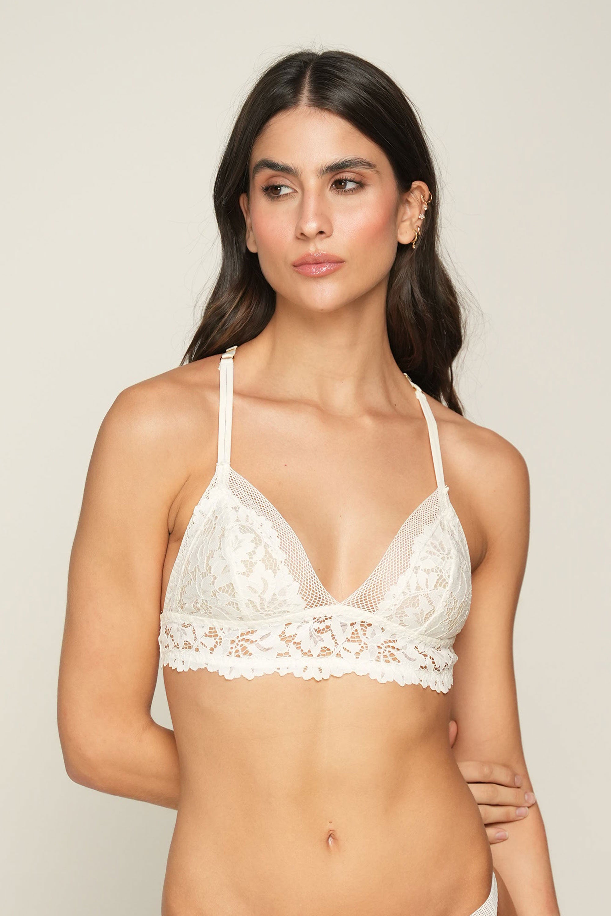 BRALETTE ELLIPSE SIN ARO EN ENCAJE TOTAL COMODIDAD VINTAGE CRUDO