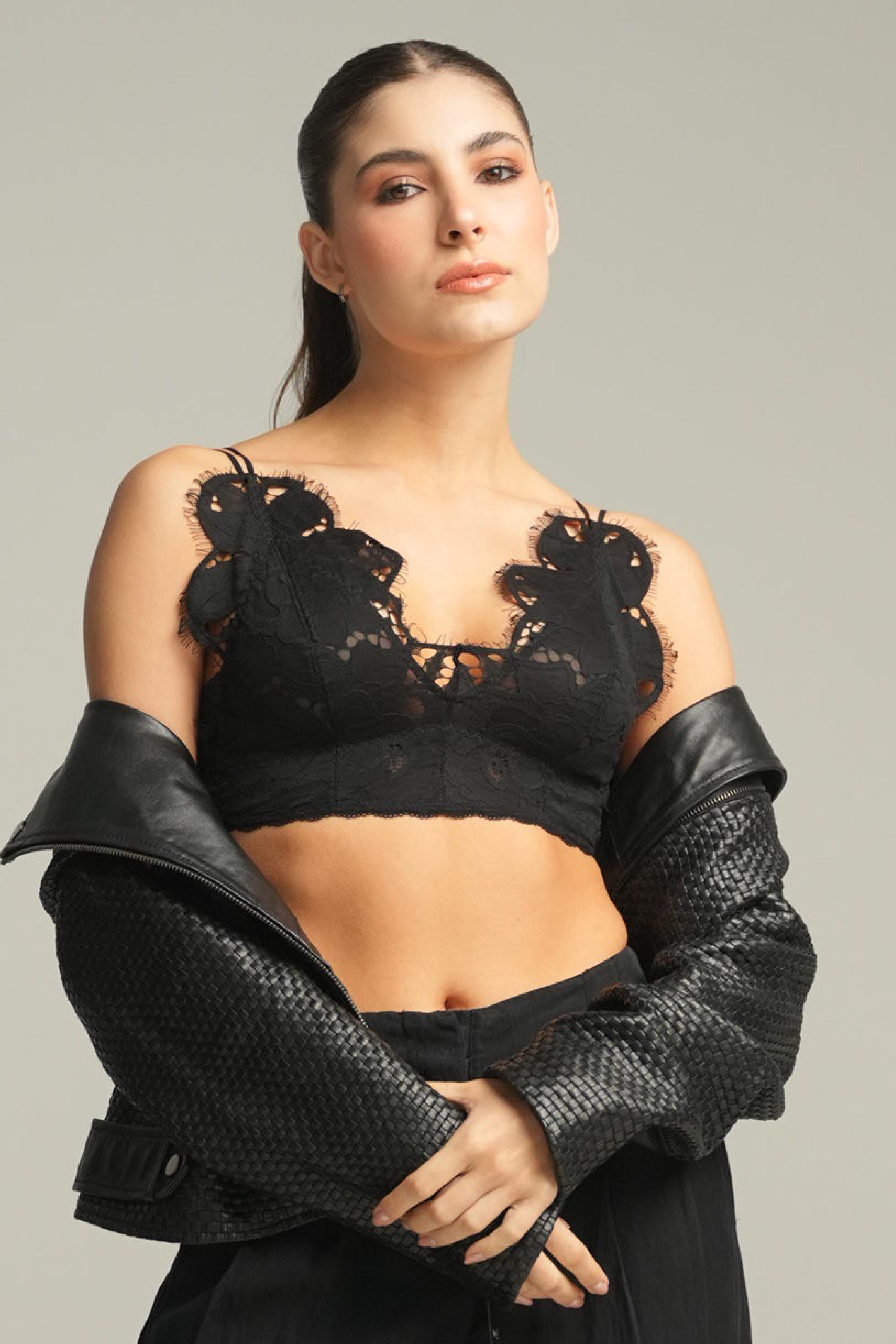 BRALETTE SIN ARO ELLIPSE ENCAJE ALGODÓN NEGRO