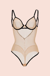 BODY CON ARO ELLIPSE EN TUL LUZ PIEL
