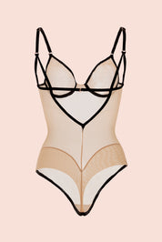 BODY CON ARO ELLIPSE EN TUL LUZ PIEL
