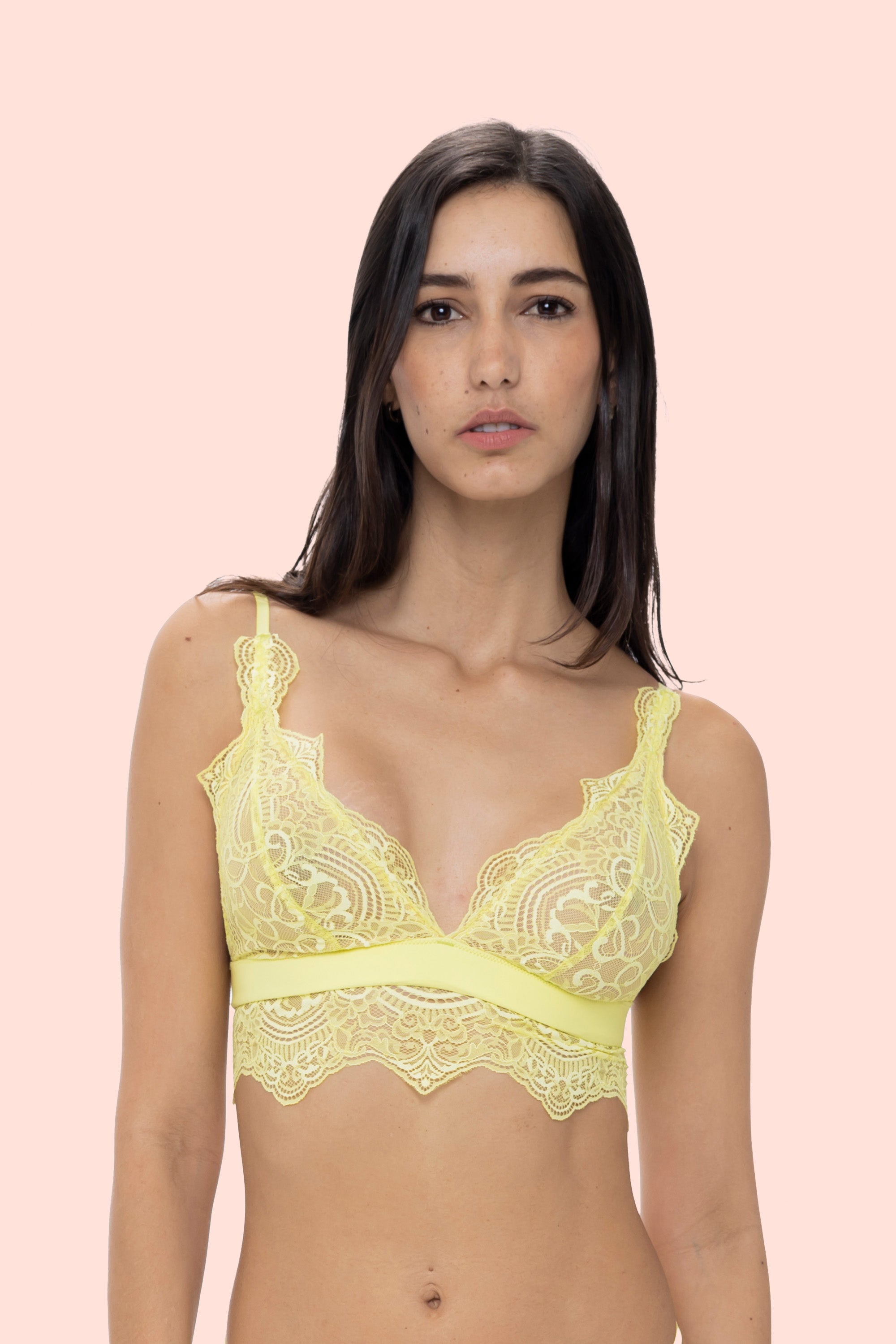 BRALETTE ELLIPSE EN ENCAJE SIN ARO TOTAL COMODIDAD BOREAL VERDE LIMÓN