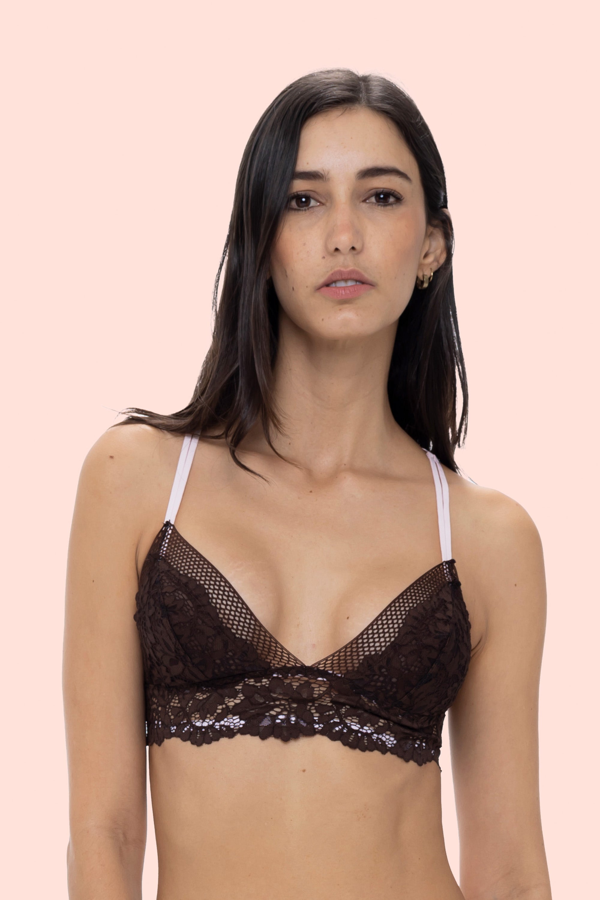 BRALETTE ELLIPSE SIN ARO EN ENCAJE TOTAL COMODIDAD VINTAGE CAFÉ