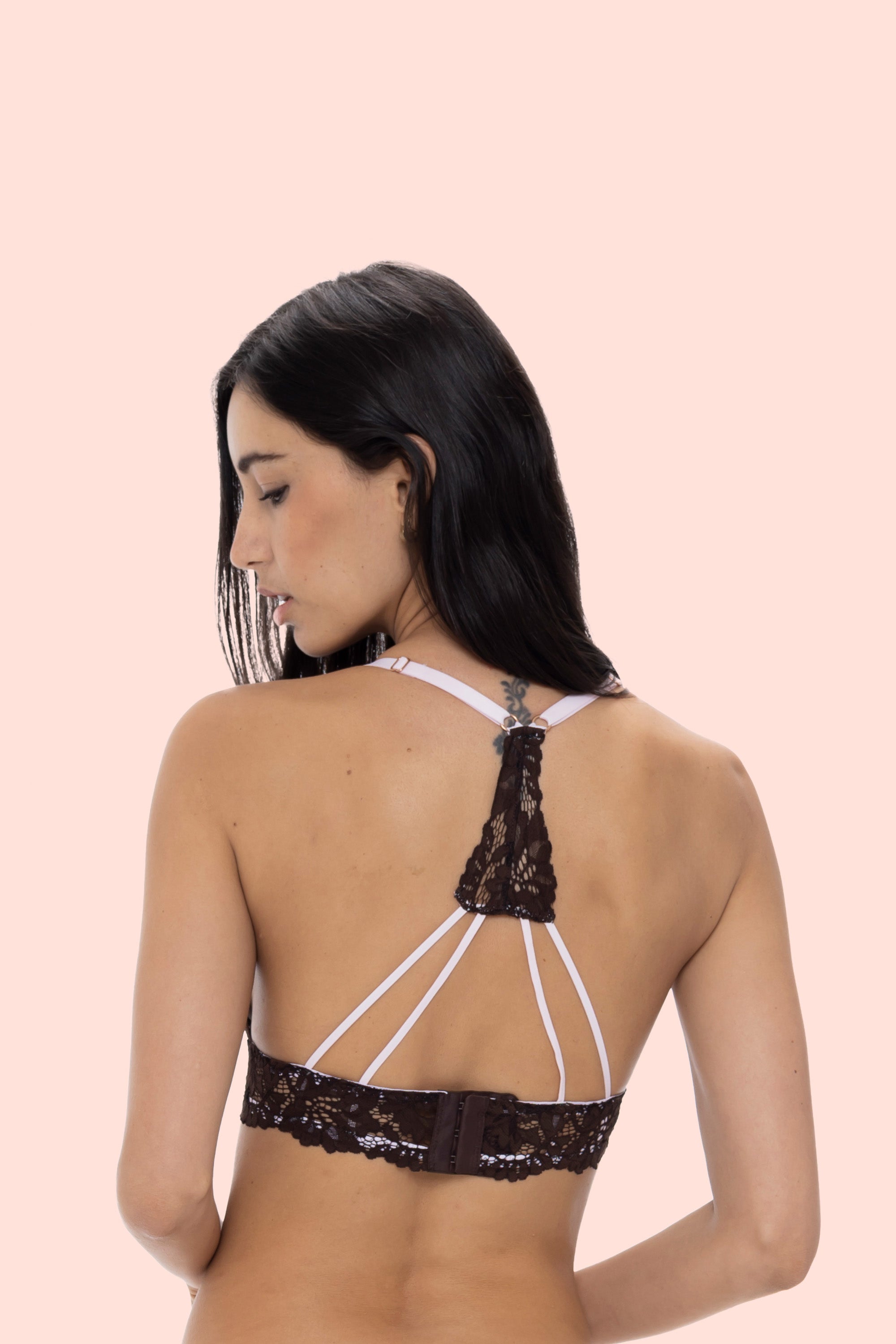 BRALETTE ELLIPSE SIN ARO EN ENCAJE TOTAL COMODIDAD VINTAGE CAFÉ